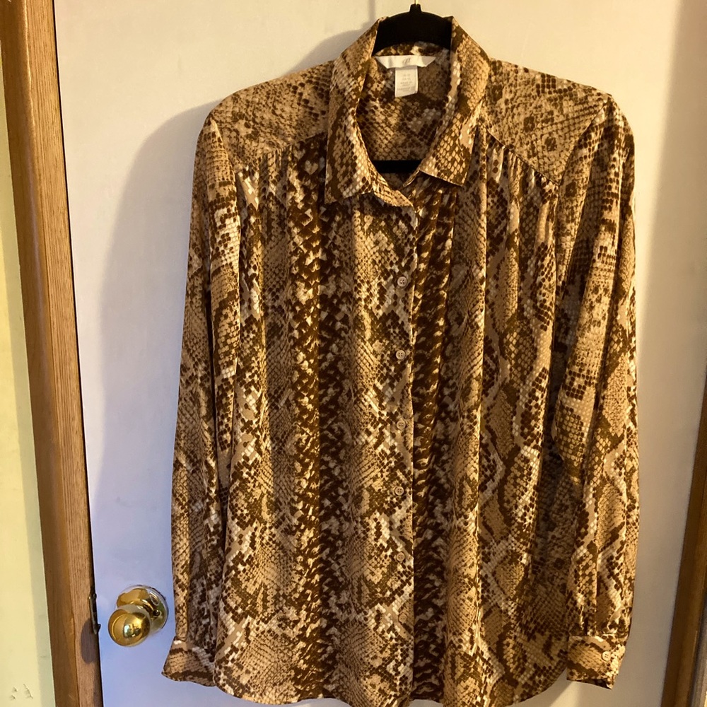H&M Womens Button Up Blouse. Vintage Size 12. Warm browns